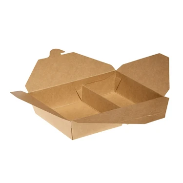 Cutie de hârtie kraft pentru alimente, două compartimente, 50 buc