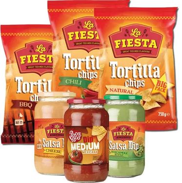 Cutie La Fiesta cu 3 tipuri de tortilla chips și 3 tipuri de sosuri - 5300 g