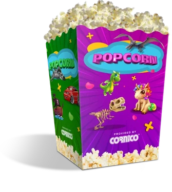 POPCORNiCO Cutie pliabilă pentru popcorn midi desene animate 3.0l 250 buc