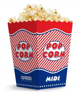 POPCORNiCO Cutie pliabilă medie Popcorn MIDI roșu albastru 3,0 L 250 buc