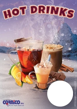 Poster A4 Hot Drinks cu spațiu pentru preț