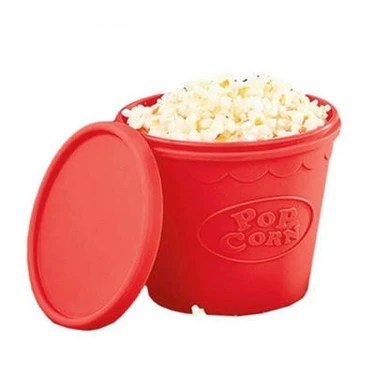 Recipient silicon RED 1 cu capac pentru popcorn la microunde