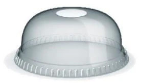 Capac convex din plastic cu gaură pentru pai Ø 78 mm - 50 buc